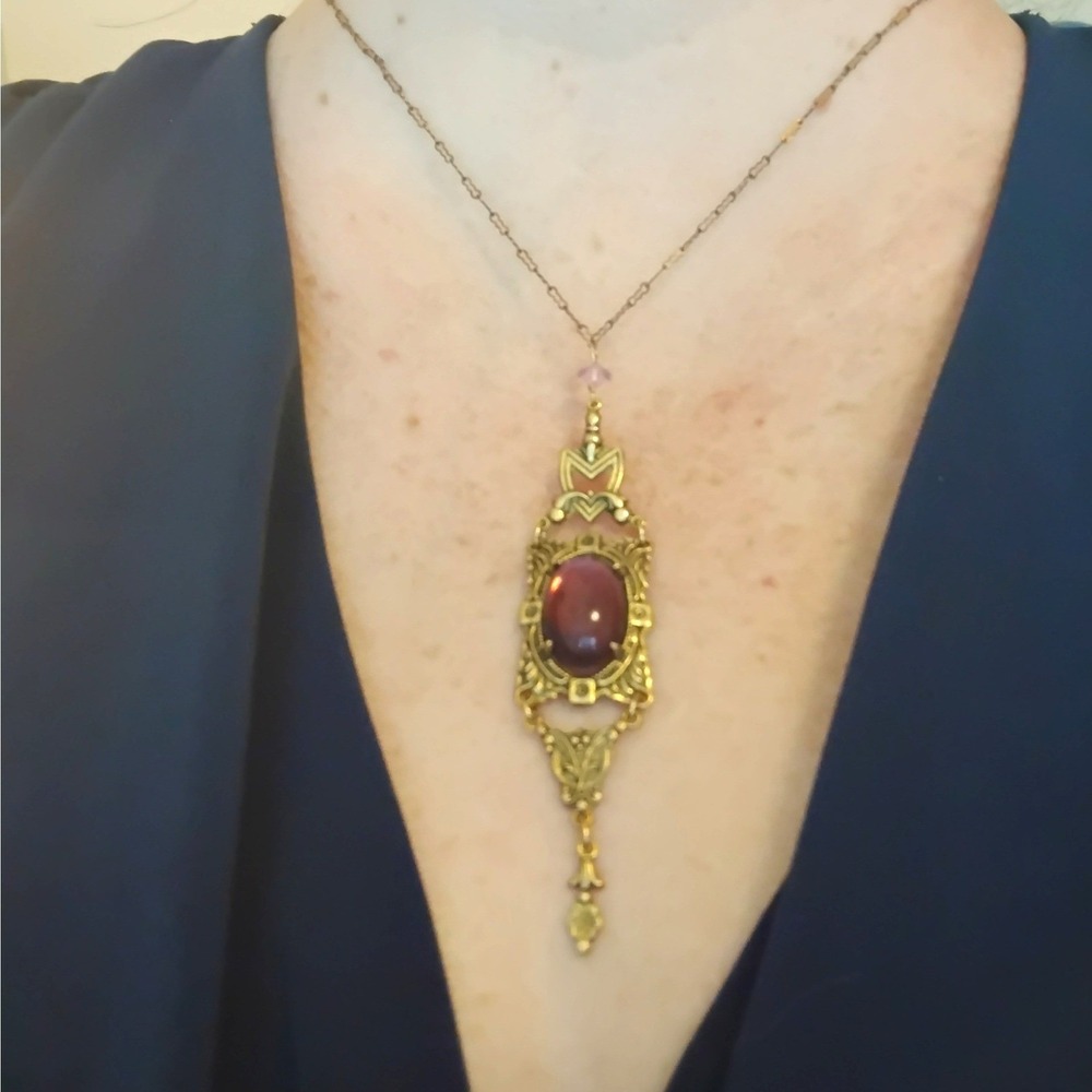 Vintage Victorian Revival Vampy Necklace Whimsygoth Gothic Coquette Dark Fairy - Picture 2 of 6